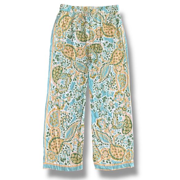 Rachel Zoe Womens Pants Large Wide‎ Leg Boho Paisley Print Aqua NWT Resort - Picture 7 of 11